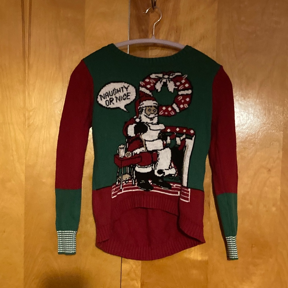 Ugly Christmas Sweater Women’s Naughty or Nice Sweater - Red and Green